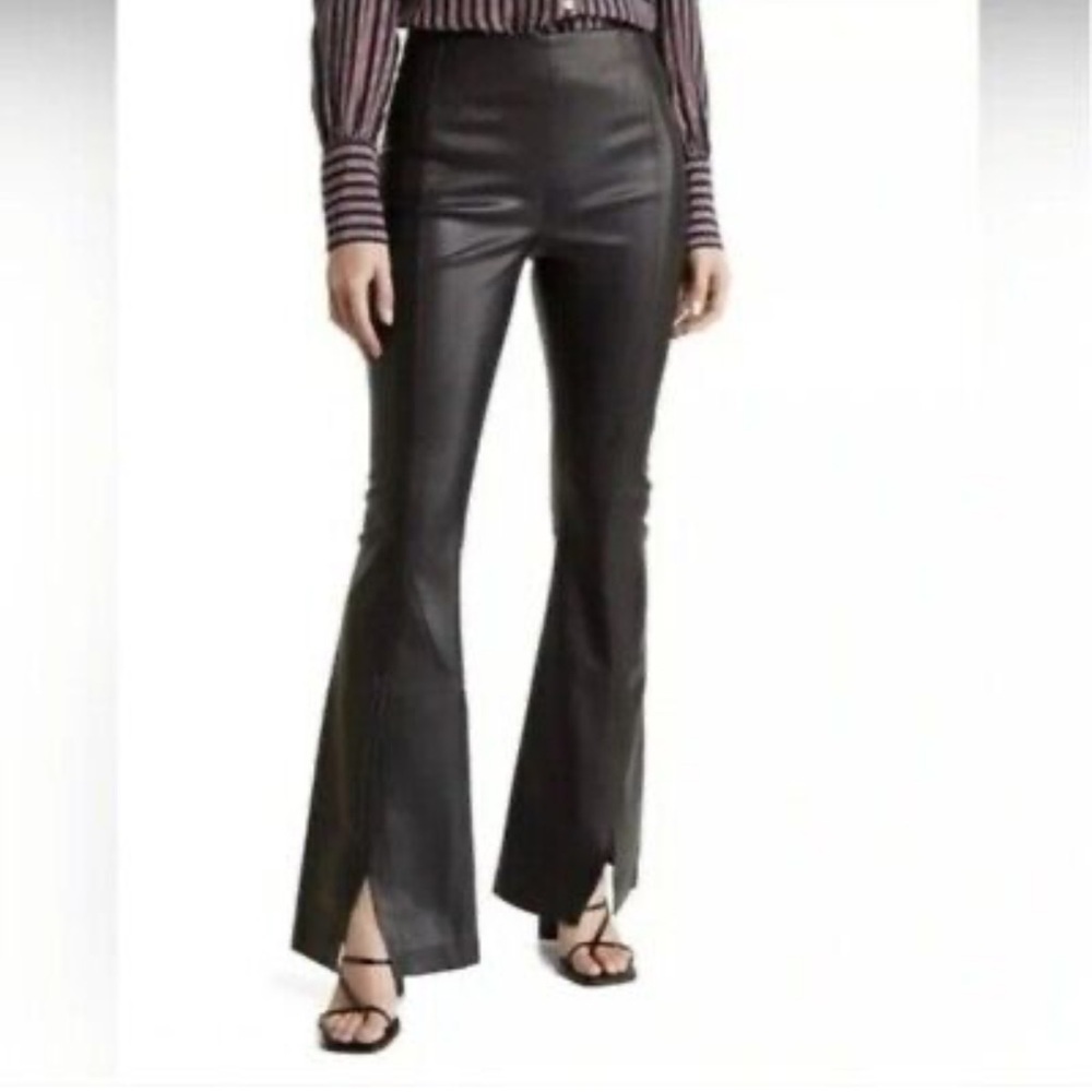 Free People | We The Free NWOT Faux Leather High Rise Split Flare Hem Pants 31